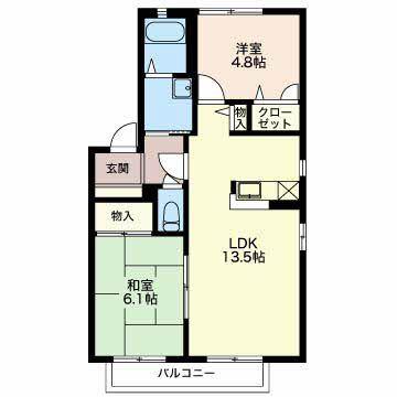 COURTAZELIAE棟(2LDK/2階)の間取り写真