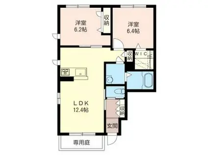 パレスドバシ III(2LDK/1階)の間取り写真