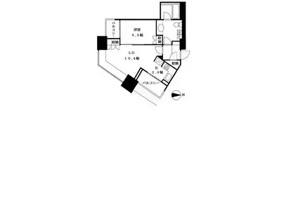 高輪ザ・レジデンス414号(1LDK/4階)の間取り写真