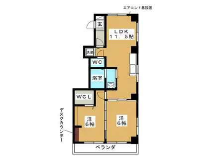 カディス6(2LDK/2階)の間取り写真