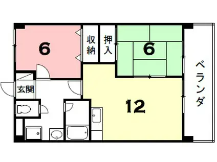 アメニティ貴生川(2LDK/3階)の間取り写真
