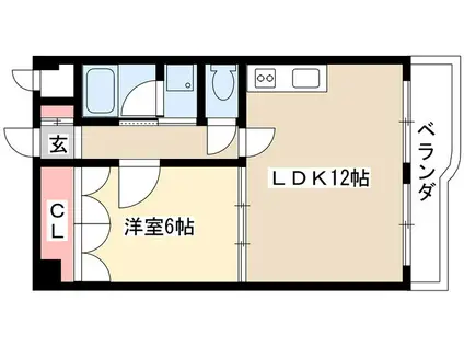 スターハイツ(1LDK/2階)の間取り写真