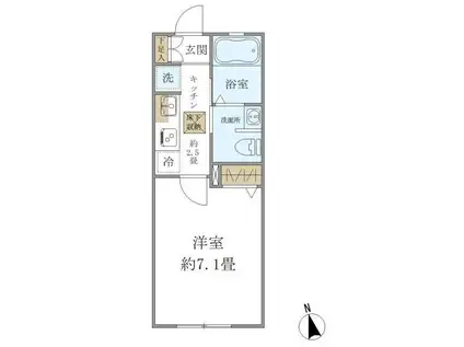 フォルス21(1K/1階)の間取り写真