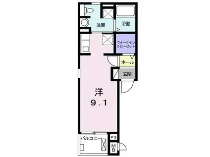 パレ・ニューみやの III(ワンルーム/2階)の間取り写真