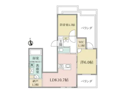 ヘーベルヴィレッジ世田谷砧MUSIC(2LDK/4階)の間取り写真