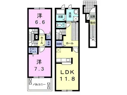 コンフォート COMFORT(2LDK/2階)の間取り写真