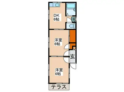 みさきスカイハイツ(2DK/1階)の間取り写真