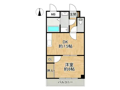 ドマーニ王子公園(1DK/3階)の間取り写真