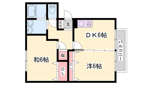 グリーンハイツA棟(2DK/2階)の間取り写真
