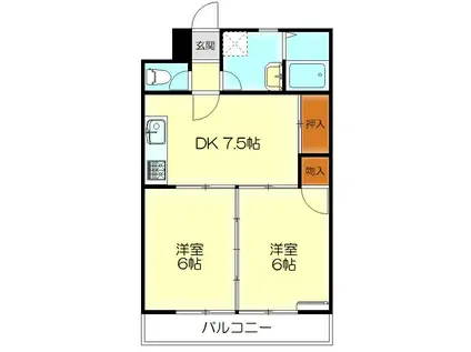 キャピトルアクア(2DK/4階)の間取り写真