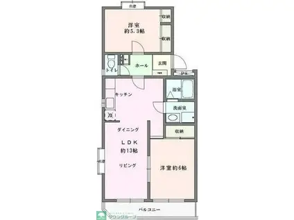 シーサイド花水台(2LDK/3階)の間取り写真