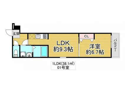 フジパレス森河内東II番館(1LDK/3階)の間取り写真