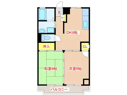 メゾンドール春日(2DK/3階)の間取り写真