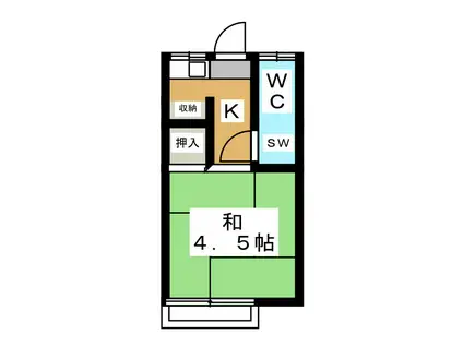 コーポマラドーナII(1K/2階)の間取り写真
