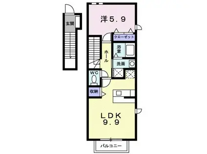 ファイン・フォレスト(1LDK/2階)の間取り写真