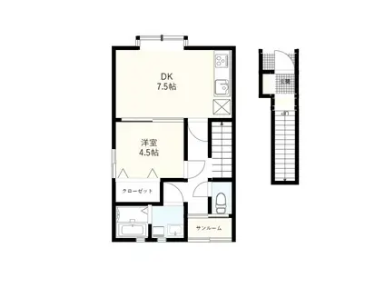 グリーンヒルズ丸山(1DK/2階)の間取り写真