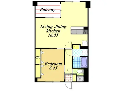 アドライズ舞浜(1LDK/3階)の間取り写真