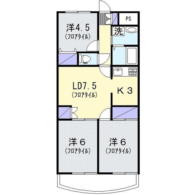 日比野ハイツ(3LDK/1階)の間取り写真
