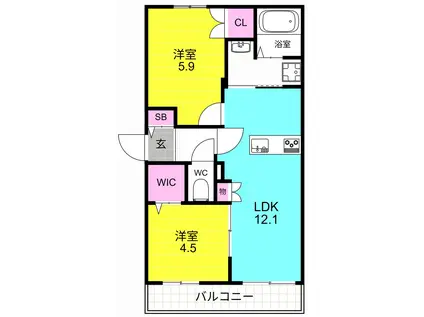 MAISON BONHEUR(2LDK/1階)の間取り写真