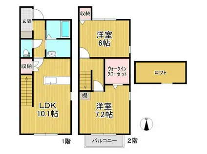 ルーラル上津壱番館(2LDK/1階)の間取り写真