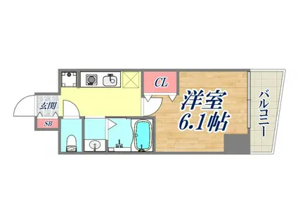 エステムコート神戸元町2ブリーズ(1K/12階)の間取り写真