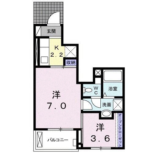 エテ・ボヌール 1(1K/1階)の間取り写真