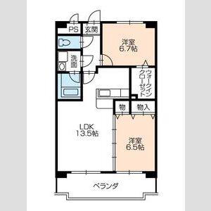 グランドゥール(2LDK/2階)の間取り写真