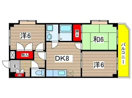 ハイツフラントII(3DK/2階)の間取り写真