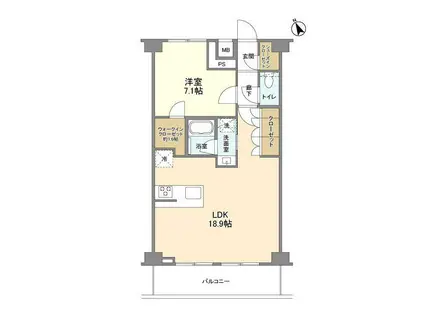 ニューミラ明大前(1LDK/7階)の間取り写真