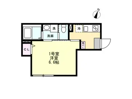 ベイルーム相模原リノ(1K/3階)の間取り写真