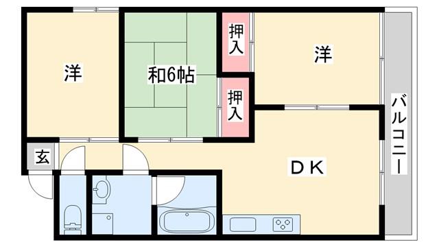 ヤシログリーンパレス(3LDK/2階)の間取り写真