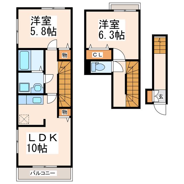 マーベラスI(2LDK/2階)の間取り写真