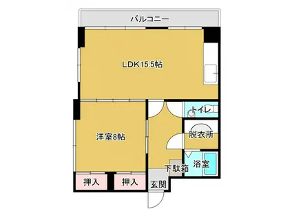 フジコービルII(1LDK/4階)の間取り写真