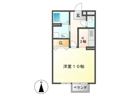 グリーンファーム(1K/1階)の間取り写真