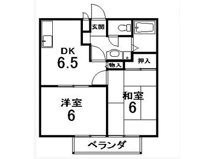 ウィンディアコリーヌA棟(2DK/2階)の間取り写真