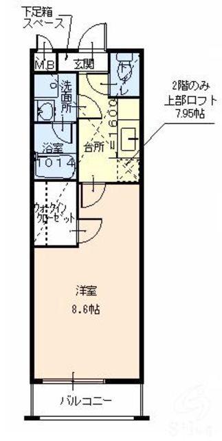リバーサイド金岡七番館(1K/2階)の間取り写真