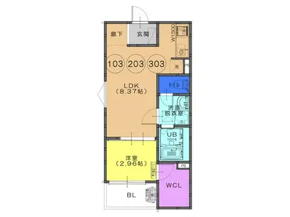 FSTYLE 藤井寺林(1LDK/1階)の間取り写真