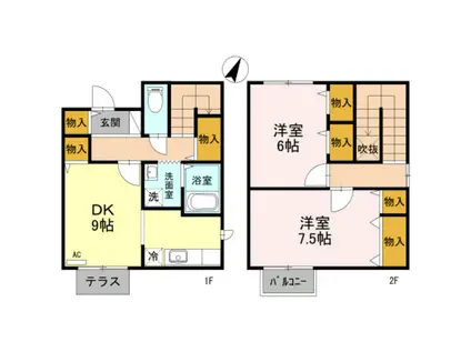 グリーンリーブス綾田(2DK/1階)の間取り写真