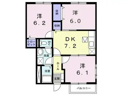ソレイユスクエア-B(3DK/1階)の間取り写真