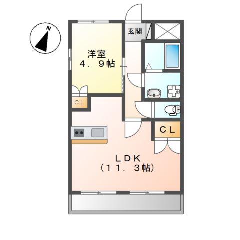 コートトワール(1LDK/1階)の間取り写真