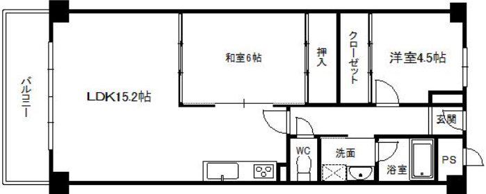 シャルマンコーポ博多(2LDK/9階)の間取り写真