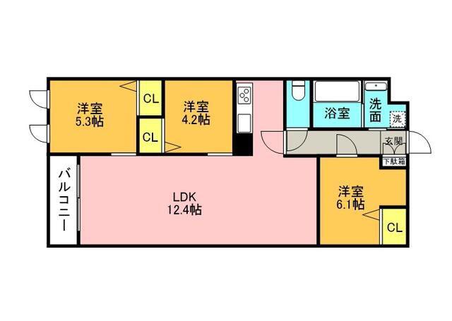 THE BELUGA 世田谷 RESIDENCE(2SLDK/1階)の間取り写真
