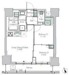 ONE ROOF RESIDENCE ASAKUSABASHI(2LDK/2階)の間取り写真