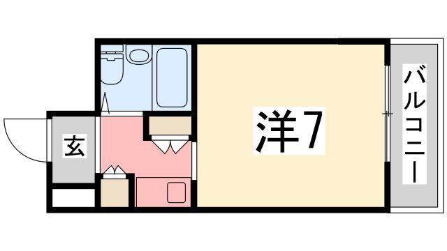 飾磨中村コーポ(ワンルーム/4階)の間取り写真