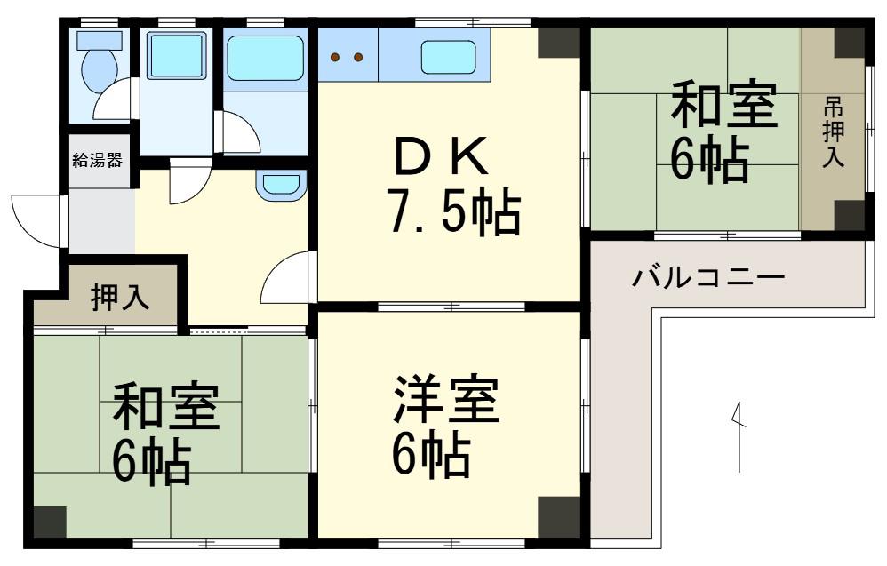 シティハイツ丸の内(3DK/4階)の間取り写真