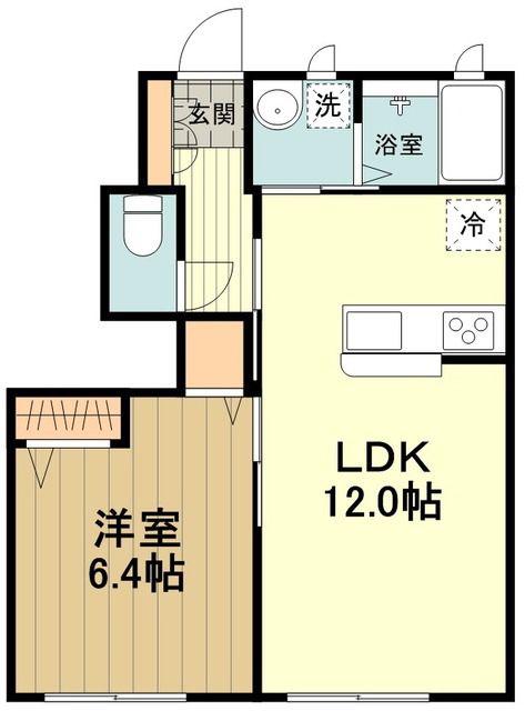 ピュアコート みなみ野(1LDK/1階)の間取り写真