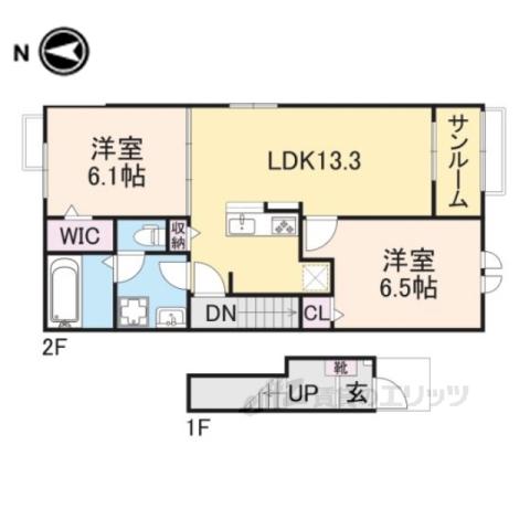 ボニート ブローテ(2LDK/2階)の間取り写真