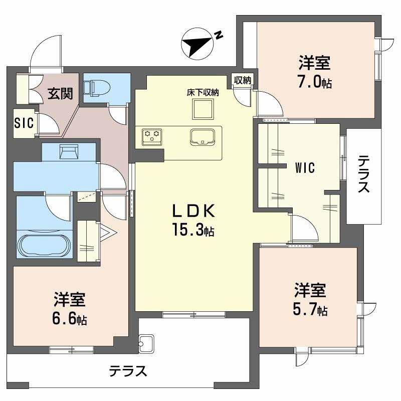 アルテーヌ浜寺元町(3LDK/1階)の間取り写真