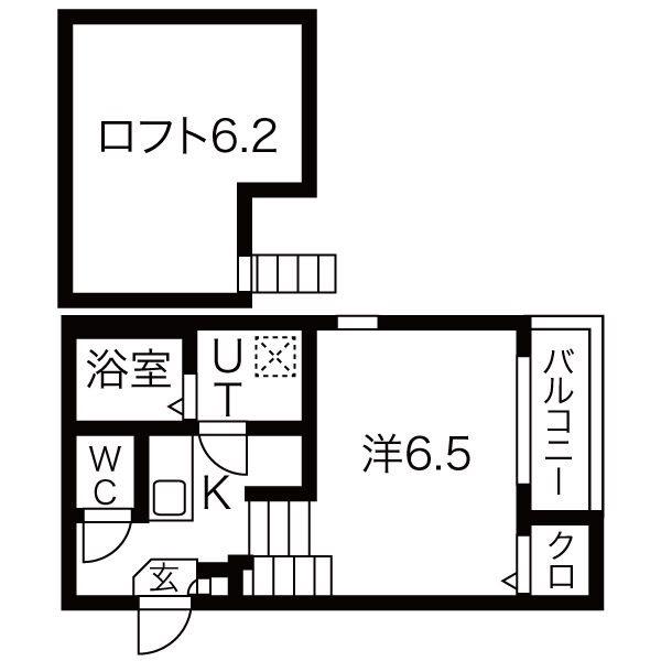 ハーモニーテラス外山(1SK/2階)の間取り写真