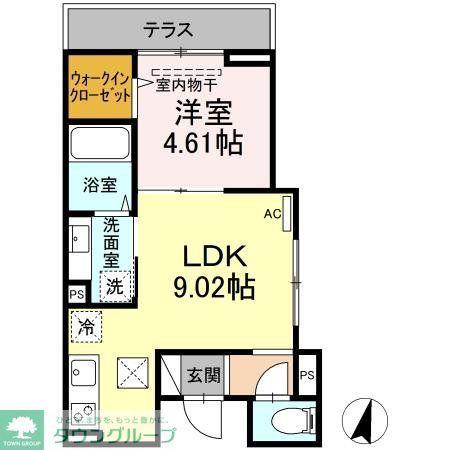 ラリュール豊玉上(1LDK/1階)の間取り写真